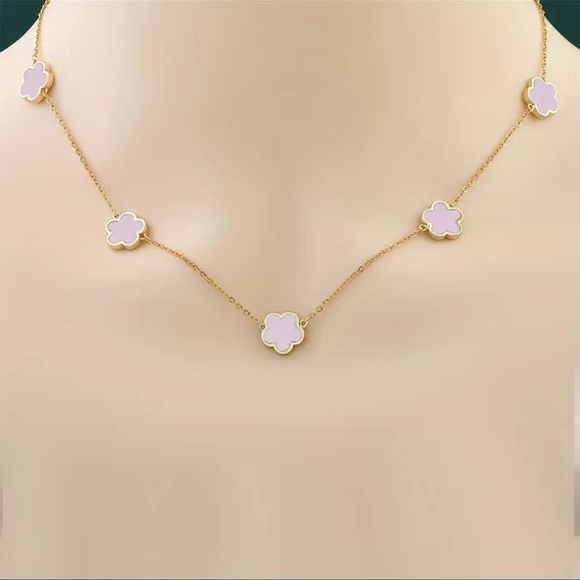 Cherry Blossom Pink Flower Design Copper Necklace - Picture 1 of 6